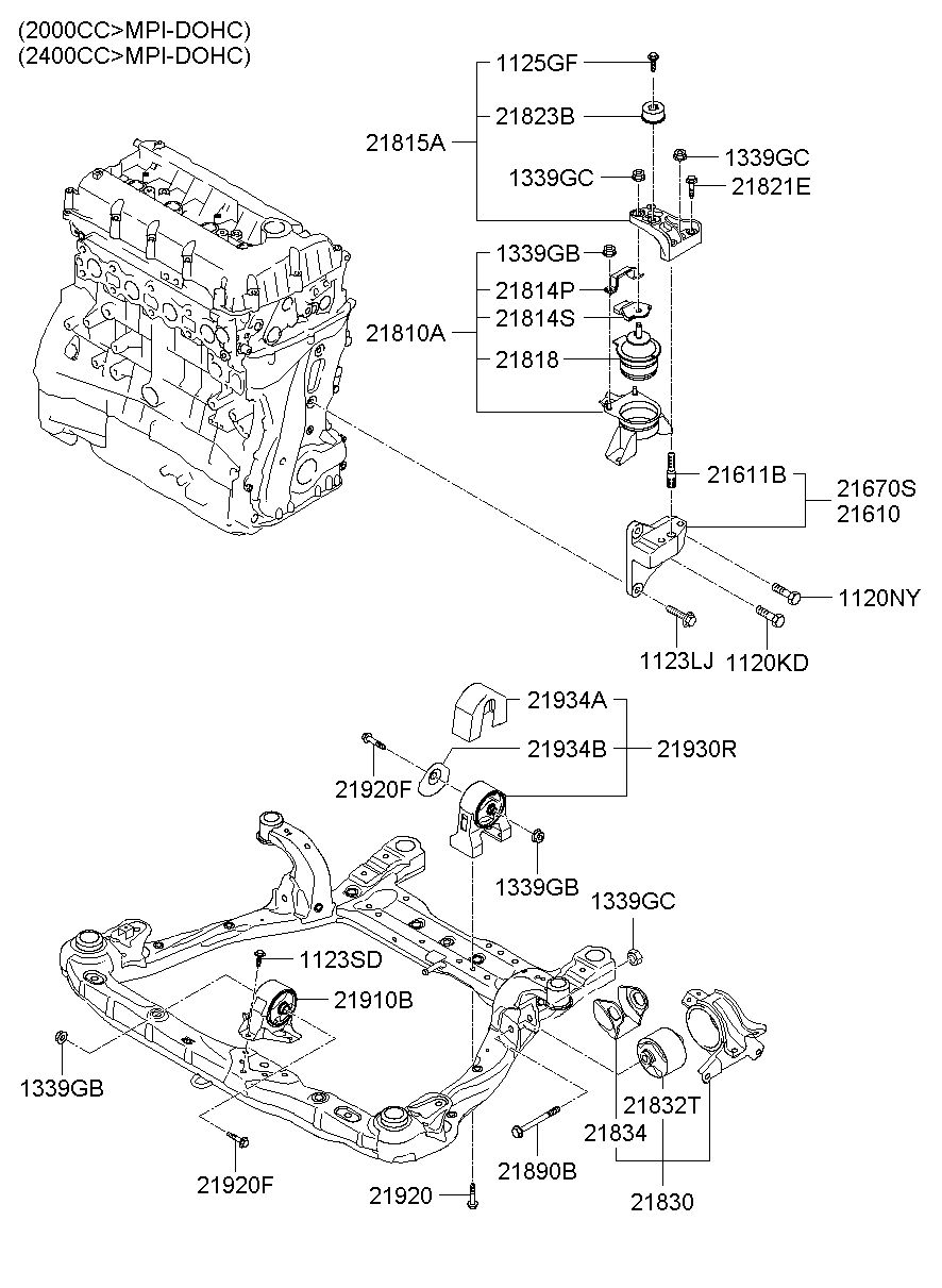 HYUNDAI (HS), SONATA (NF) 04, INSULATOR-ENGINE MTG BRACKET 