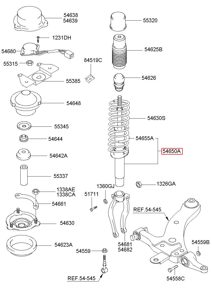 Hyundai Hs Sonata Ef Strut Assy 5461138630 54611 38630
