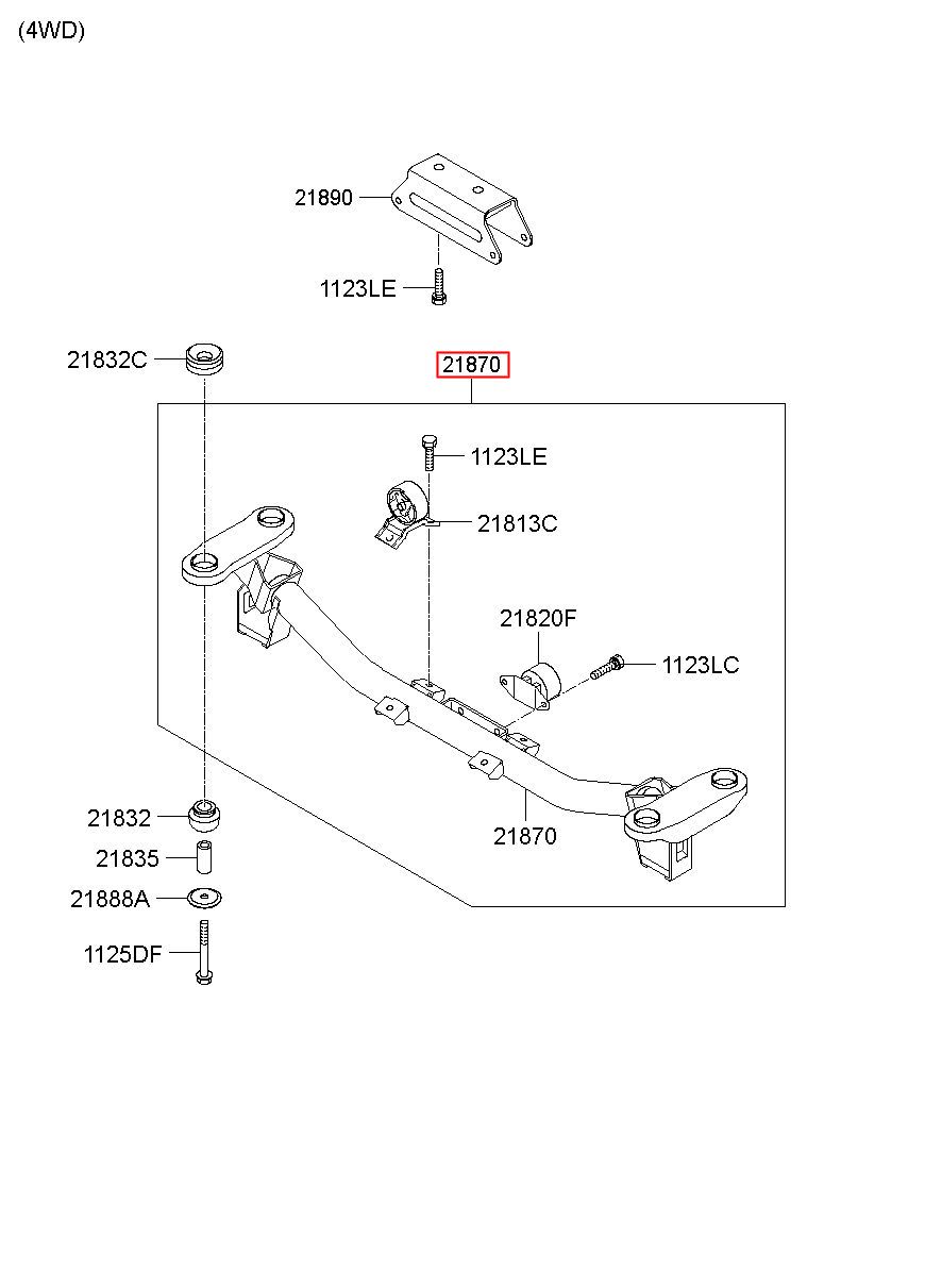 HYUNDAI (HS), STAREX 97, CROSSMEMBER ASSY-T/M MTG, 218704A001 