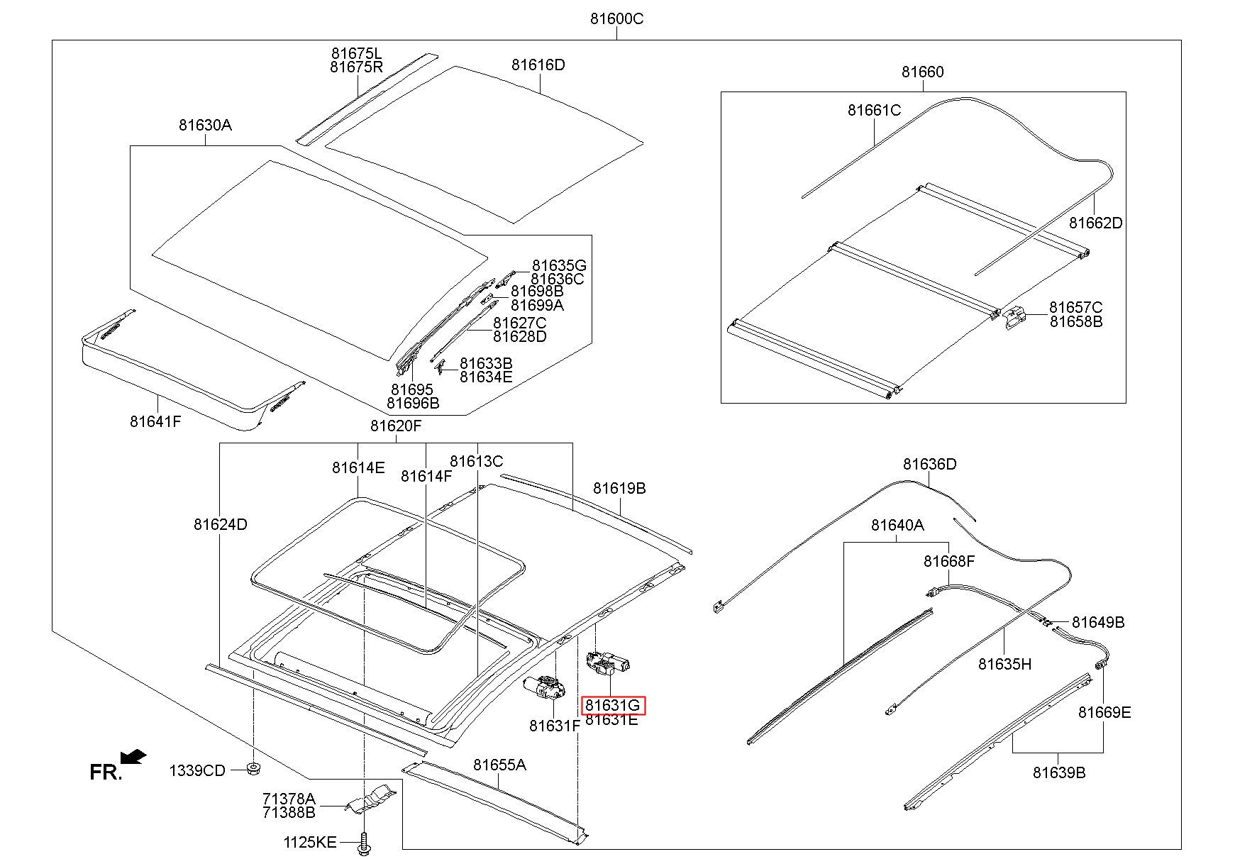 MOTOR ASSY-P/ROOF(GLASS), 81631D3000