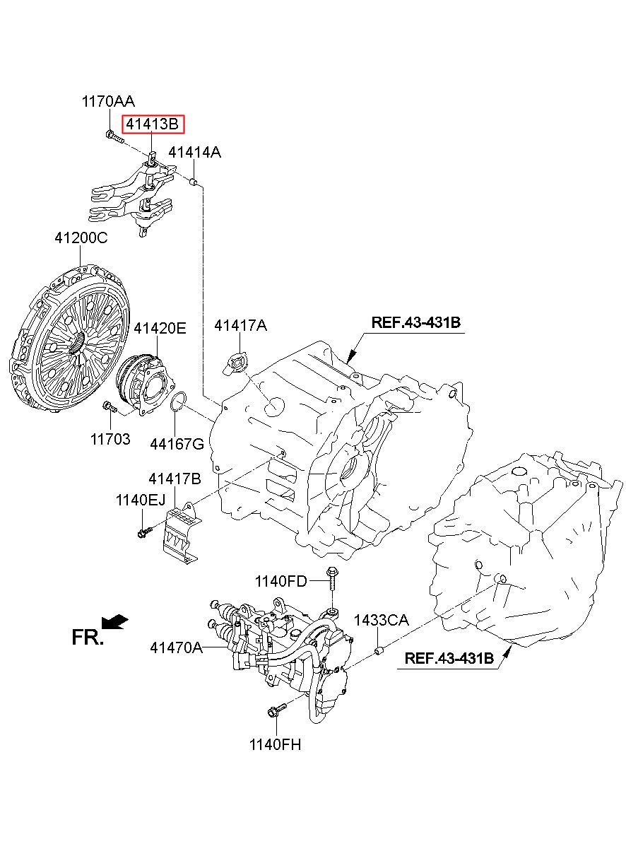 REELAK 414132D000 Original Fork Clutch Engagement Suitable Compatible with  Hyundai Veloster Sonata Lf Kona Tucson TL I30 Elantra AD : :  Automotive