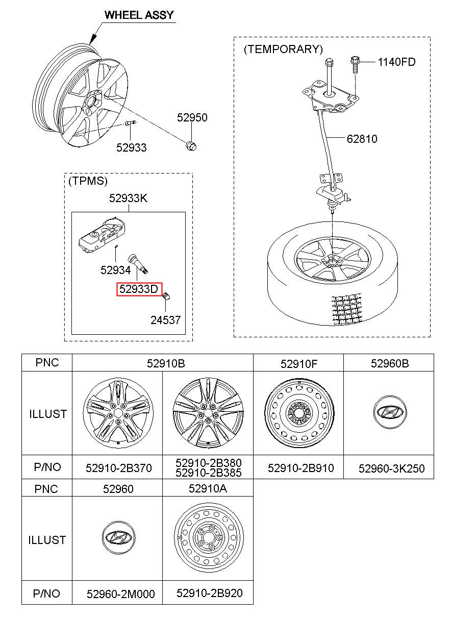 HYUNDAI (HS), SANTAFE CM 06, STEM-TPMS, 529362B000 (52936-2B000)