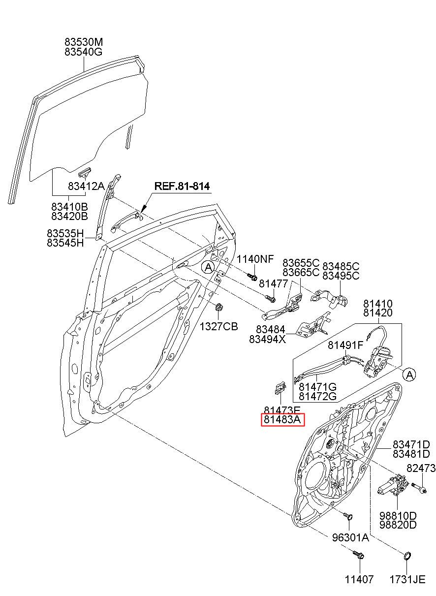 HYUNDAI (HS), YF SONATA 10, CONNECTION CAGE-DR I/S HDL,RH 