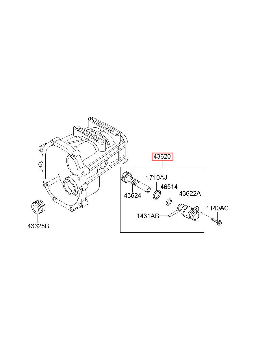 HYUNDAI (HS), PORTER 2, SLEEVE ASSY-SPEEDOMETER, 436214D020 (43621 