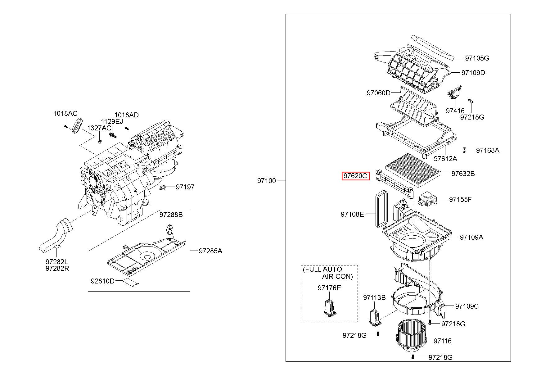 HYUNDAI (HS), SONATA (NF) 04, COVER ASSY-AIR FILTER, 971293K000