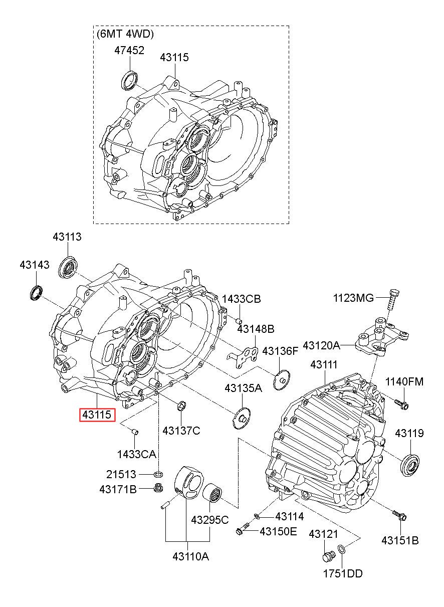 HYUNDAI (HS), TUCSON IX, IX35 10, HOUSING-CLUTCH, 4311524370 