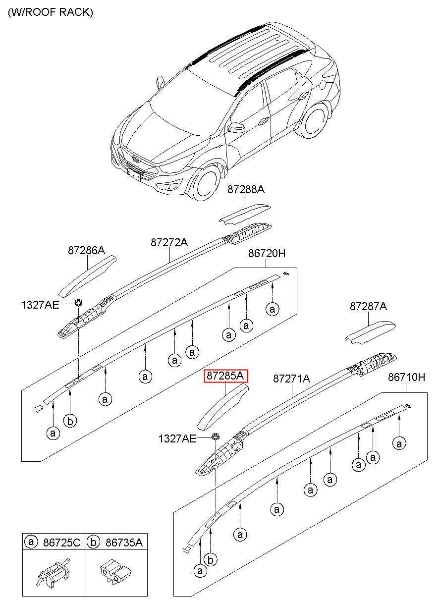 HYUNDAI (HS), TUCSON IX, IX35 10, COVER-ROOF RACK FR LH 