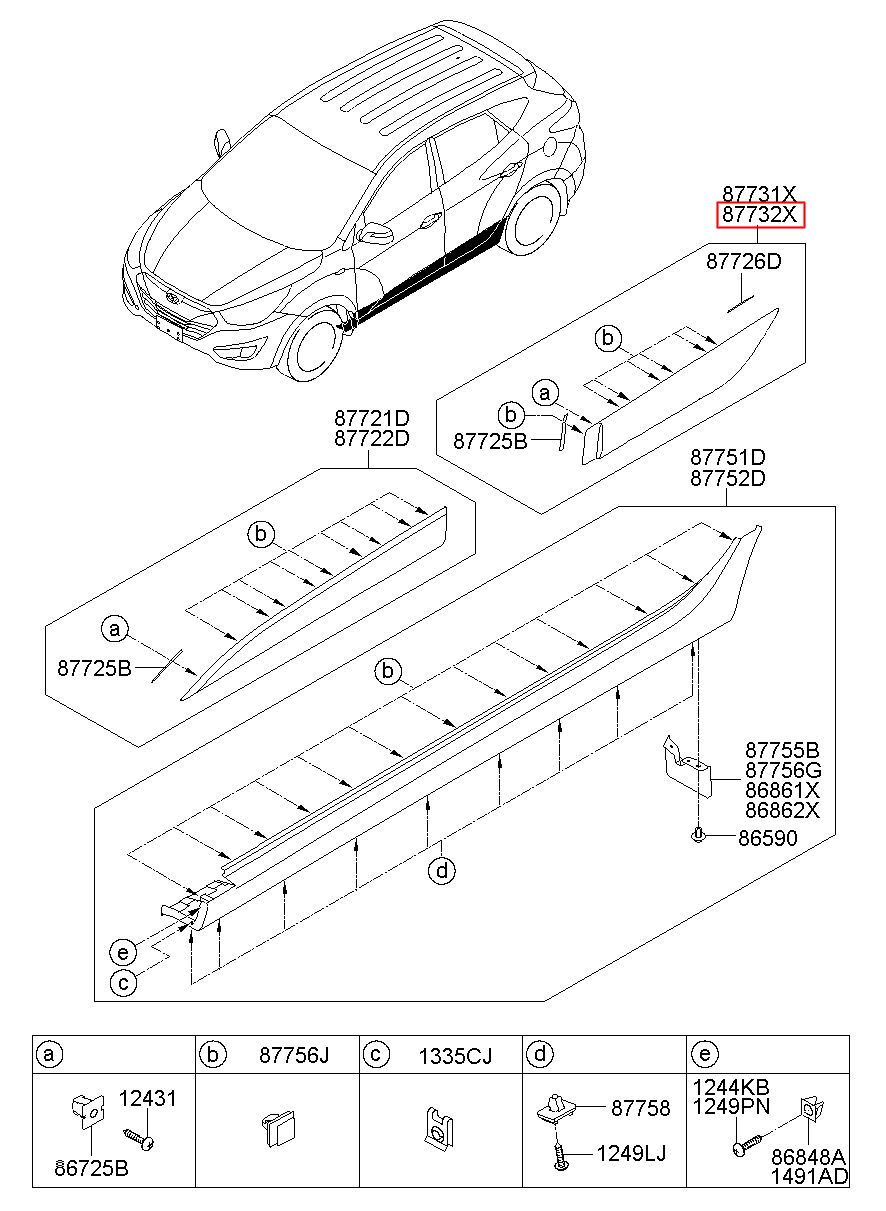 HYUNDAI (HS), TUCSON IX, IX35 10, GARNISH ASSY-RR DR SIDE RH