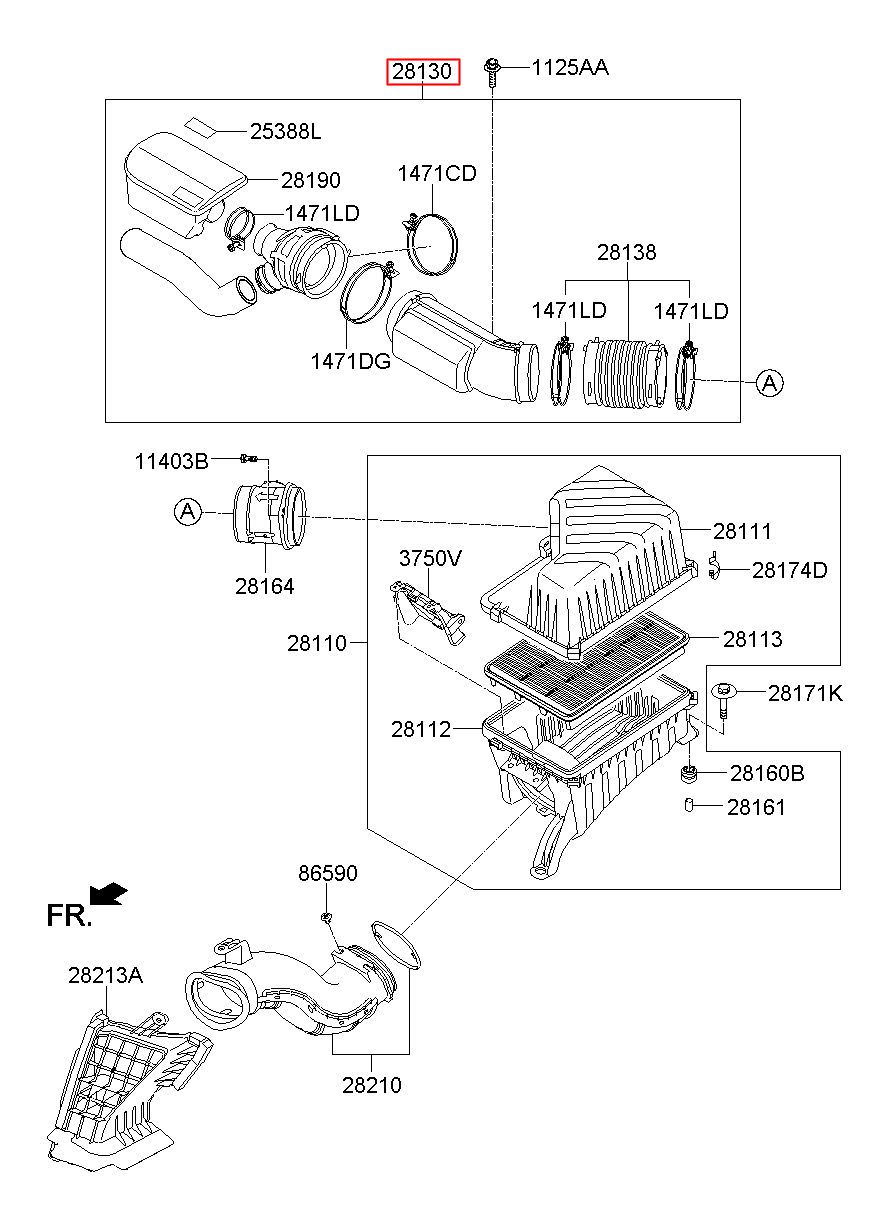 KIA (KS), MOHAVE (BORREGO) 07, HOSE ASSY-AIR INTAKE(B), 281302J100 