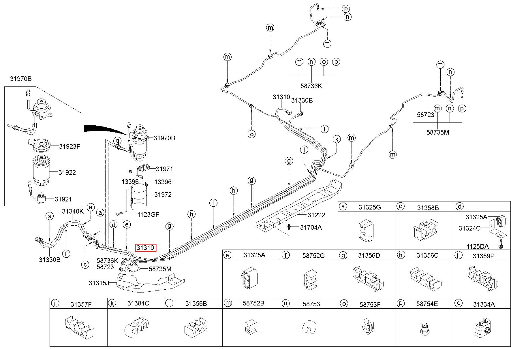 KIA (KS), NEW PRIDE (RIO) 12, TUBE-FUEL FEED, 313101W000 (31310-1W000)